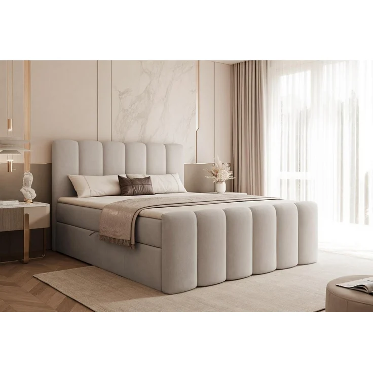 Compleo Boxbett BUBBLE, Wolkenbett, Bequem, Bonell, Topper, Doppelbett gepolstertes Kopfteil mit Bettkasten – Bild 5
