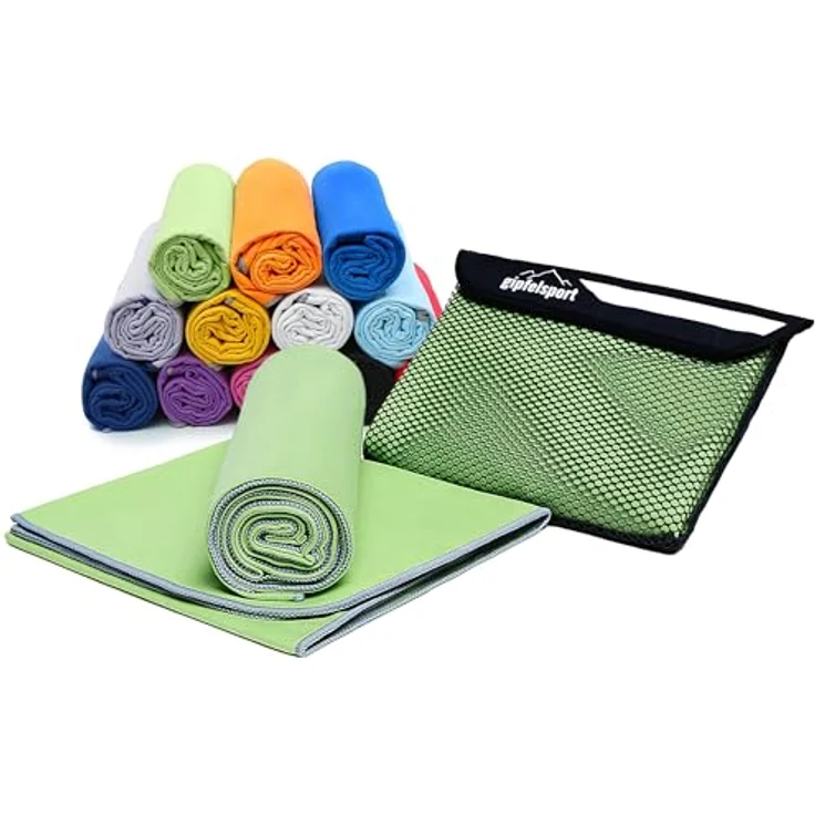 gipfelsport Mikrofaser Handtuch Set - für Sauna, Fitness, Sport I Strandtuch, Sporthandtuch I Grün XL: 180x80 – Bild 2