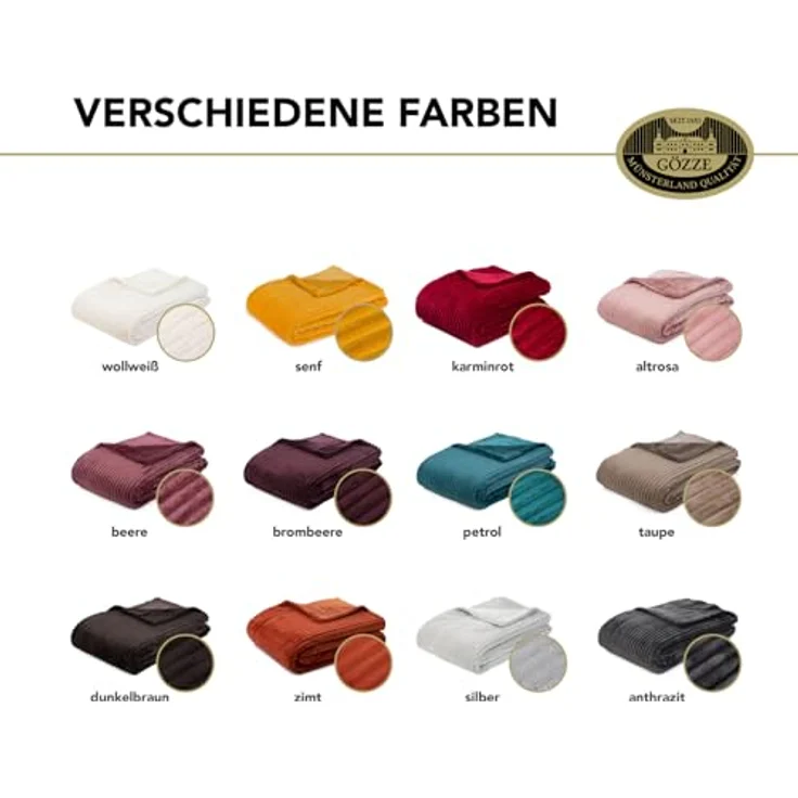 Gözze Wohndecke, kuschelweich, 1620g/Stück, Cord Optik, Polyester, Silber, 150x200 cm – Bild 7