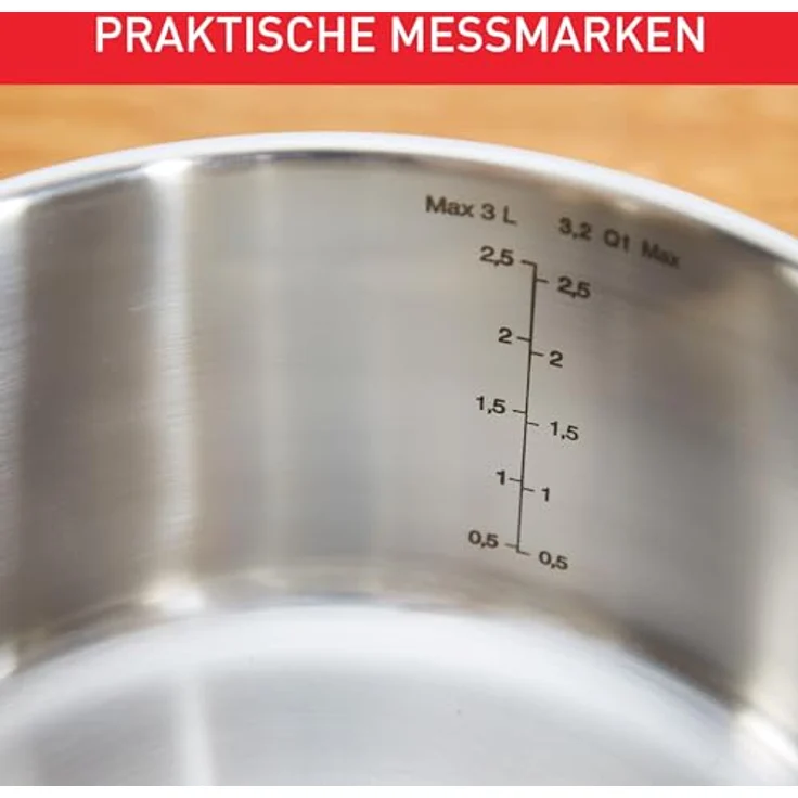 TEFAL DUETTO Stielkasserolle 16cm | A70522 | Edelstahl-Kochgeschirr | mit Siebdeckel und Ausgießhilfe | Messskalen | Induktionsgeeignet | umweltfreundlich – Bild 8