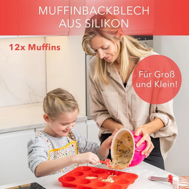AVANA Muffinform Silikon Muffinblech für 12 Muffins Cupcake Backform Muffinbackblech, BPA-frei, Antihaftbeschichtung – Bild 2