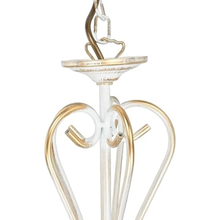 Licht-Erlebnisse Kronleuchter GANARA, ohne Leuchtmittel, Shabby Kronleuchter in Gold Ecru Ø64cm – Bild 7