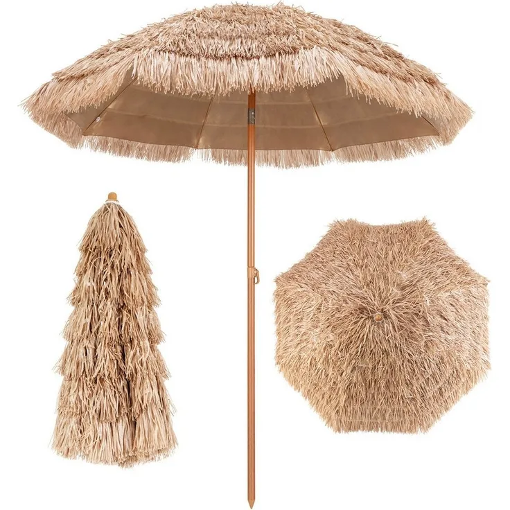 KOMFOTTEU Sonnenschirm, Strandschirm mit 8 Rippen, 30° knickbar