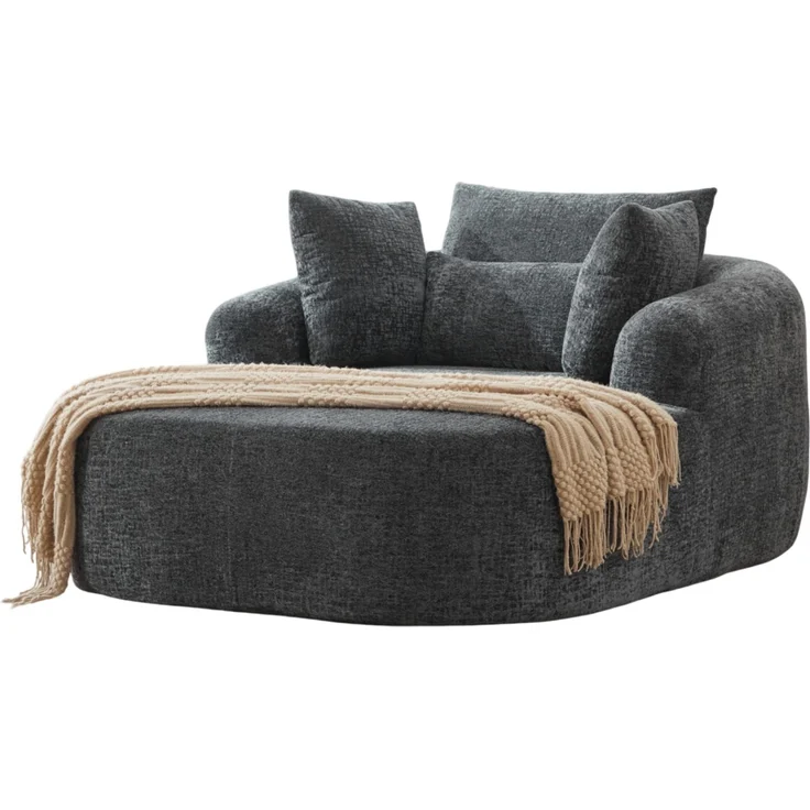 Schlafsofa mit großzügiger Sitzfläche, Cordbezug in Grau und gepolsterten Armlehnen,81 x 146.5 x 131 cm – Bild 4