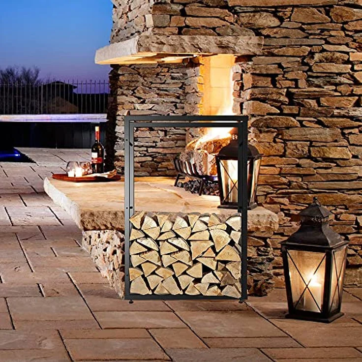 Kaminholzständer Brennholzregal Kaminholzablage Holzregal Metall 150x80 cm – Bild 9