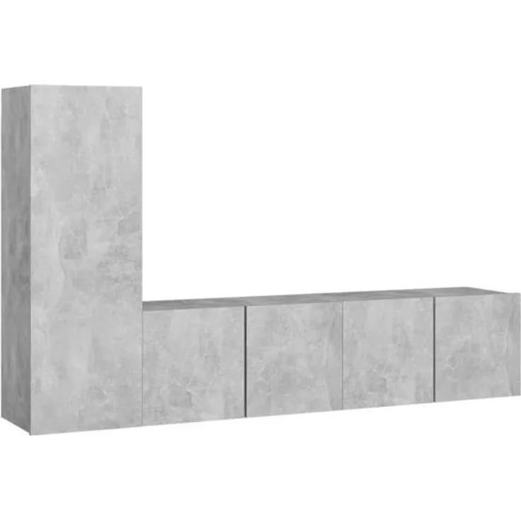 vidaXL 3-tlg. TV-Schrank-Set Betongrau Spanplatte [3079093]