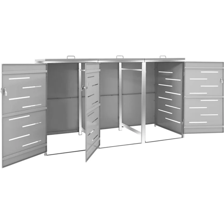 vidaXL Mülltonnenbox für 3 Tonnen 207x77,5x115 cm Edelstahl 149560 – Bild 11