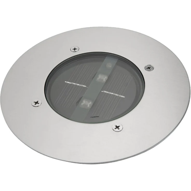 Solar LED Bodeneinbaustrahler CARLO für Außen, Edelstahl rund Ø14cm IP67 – Bild 2