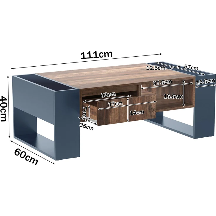 Schrank Holzfarbe Schwarz Sideboard Aufbewahrung Kommode Spanplatte Melamin modern 111x40x60cm – Bild 5