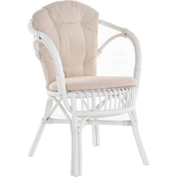 Krines Home Relaxsessel Klassischer Flecht-Sessel im skandinavischem Stil/Korbstuhl mit Kissen, aus Natur-Rattan