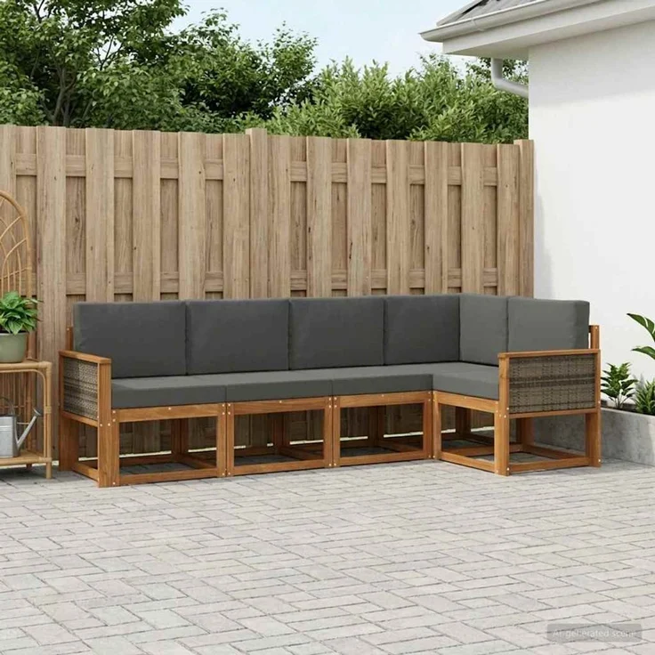 vidaXL Outdoor-Sofagarnitur 5 stk. 5-Sitzer Natur und Anthrazit 3385208 – Bild 1