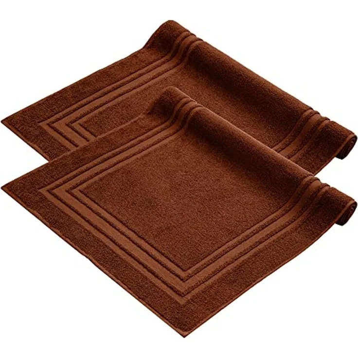 Komfortec Badematte Badvorleger aus 100% Baumwolle, 50x70 cm Duschvorleger, Waschbar Duschmatte, Frottee, Rechteckig, 600 g/m², 2er Set, Saugfähig & Schnelltrocknend – Bild 1