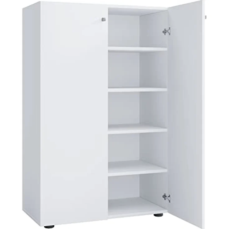 MID.YOU Schuhschrank, Weiß, Kunststoff, 4 Fächer, Drehtüren, 70x110x39 cm, Schuhaufbewahrung – Bild 4