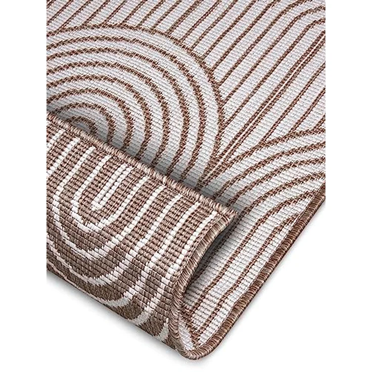 Hanse Home Pangli Outdoor Teppich Wetterfest – Wendeteppich Skandinavischer Boho Style Wasserfest Einfarbig Geometrisch 3D-Effekt für Garten, Balkon, Terrasse, Wohnzimmer – Linen, 240x330cm – Bild 6