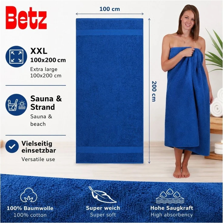 Betz Badetuch Palermo groß XXL Größe 100 x 200 cm Saunatuch, 100% Baumwolle (1 Stück, 1-St) – Bild 3