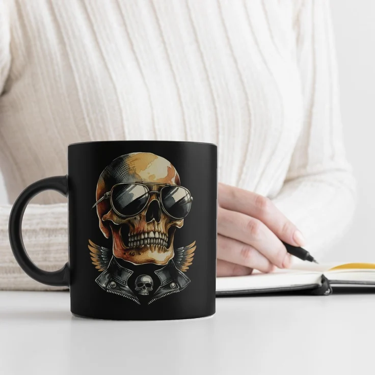 speecheese Tasse Rocker Totenkopf Tasse schwarz in Schwarz – Bild 3