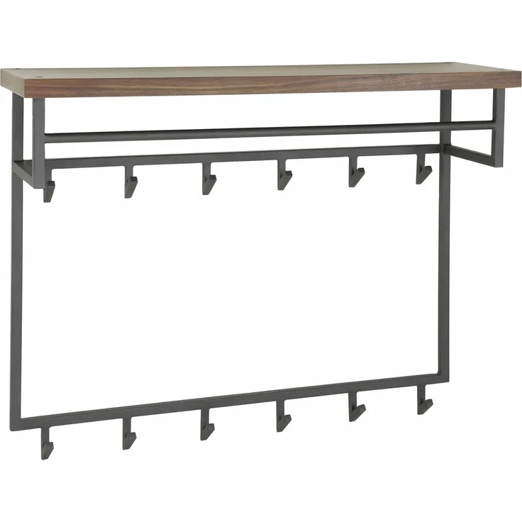 Garderobe Solalid Saja Massivholz, modernes Industriedesign, braun, mit Hutablage und 12 Haken – Bild 4