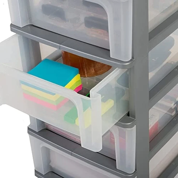Iris Ohyama, Schubladenschrank, Schubladencontainer, 8 Schubladen mit 4 L, Format A4, durchsichtige Schubladen, Büro, Wohnzimmer - Organizer Chest OCH-2080 - Grau – Bild 3