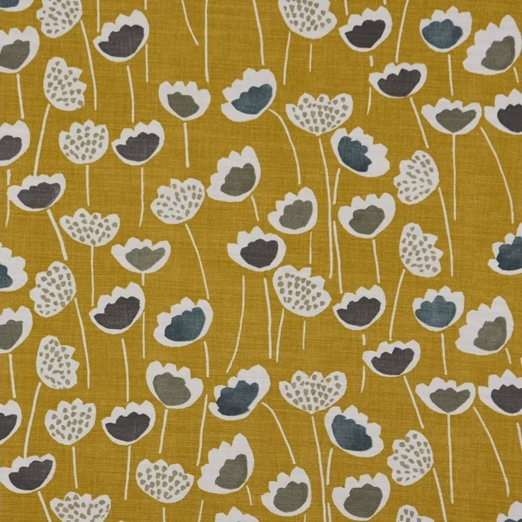 SCHÖNER LEBEN. Dekokissen SCHÖNER LEBEN. Kissenhülle Clara Saffron Blumen senfgelb ocker blau g – Bild 4