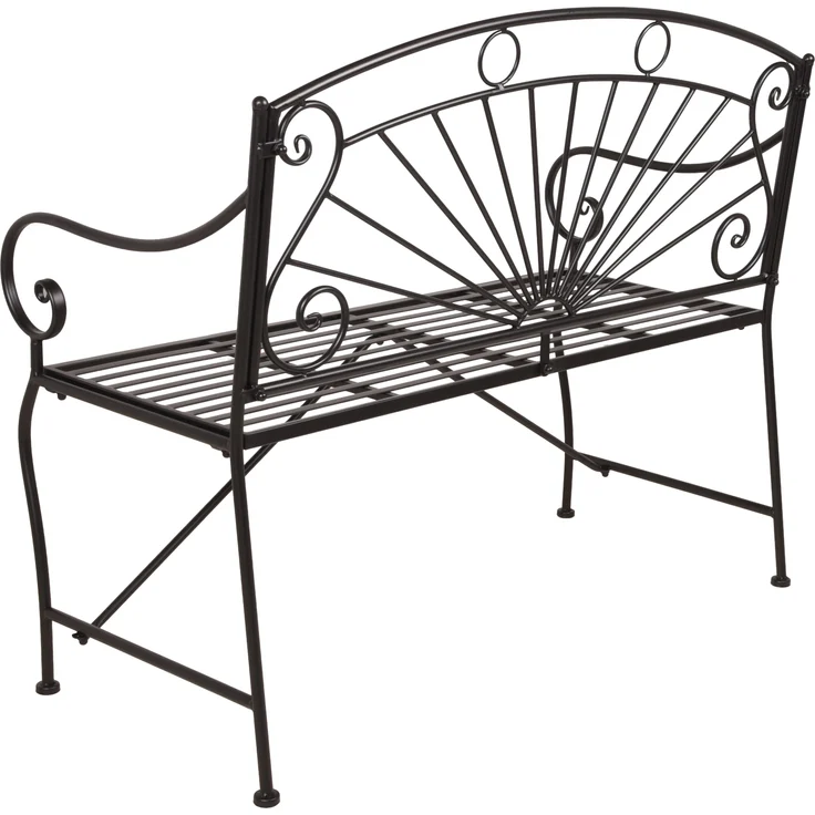 Gartenbank RENE - 111cm Breit, Stahl, Schwarz matt | Terrassenbank Wetterfest Sitzbank Outdoor Bank – Bild 3