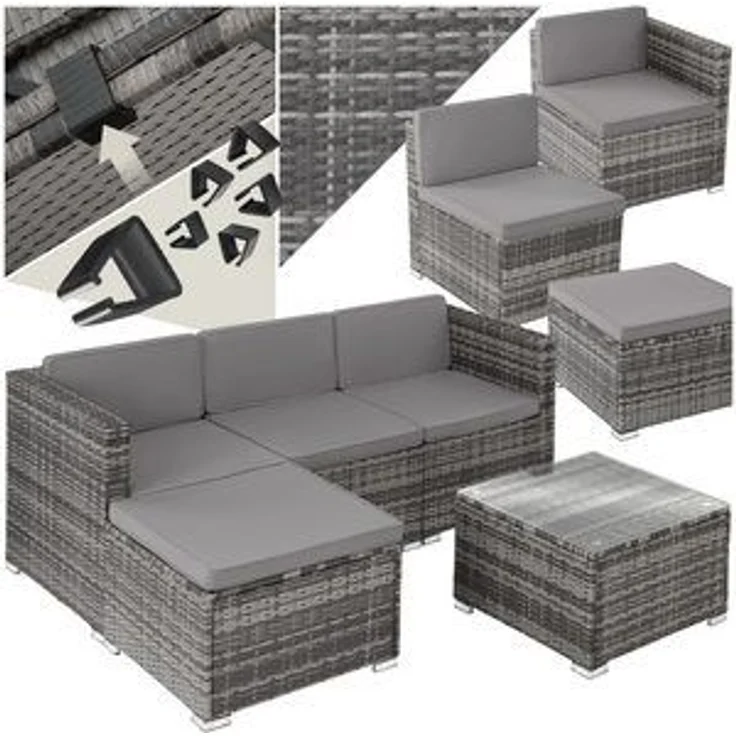 tectake Loungeset Rattan Lounge, (Set, 5-tlg), für 3 bis 4 Personen – Bild 6