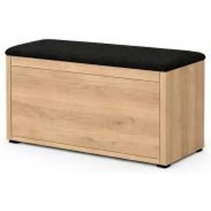 KRISAN MÖBEL Schuhschrank LOLA in Sonoma Eiche mit schwarzer Sitzfläche 50 x 32 x 47 cm in Schwarz, Braun – Bild 1