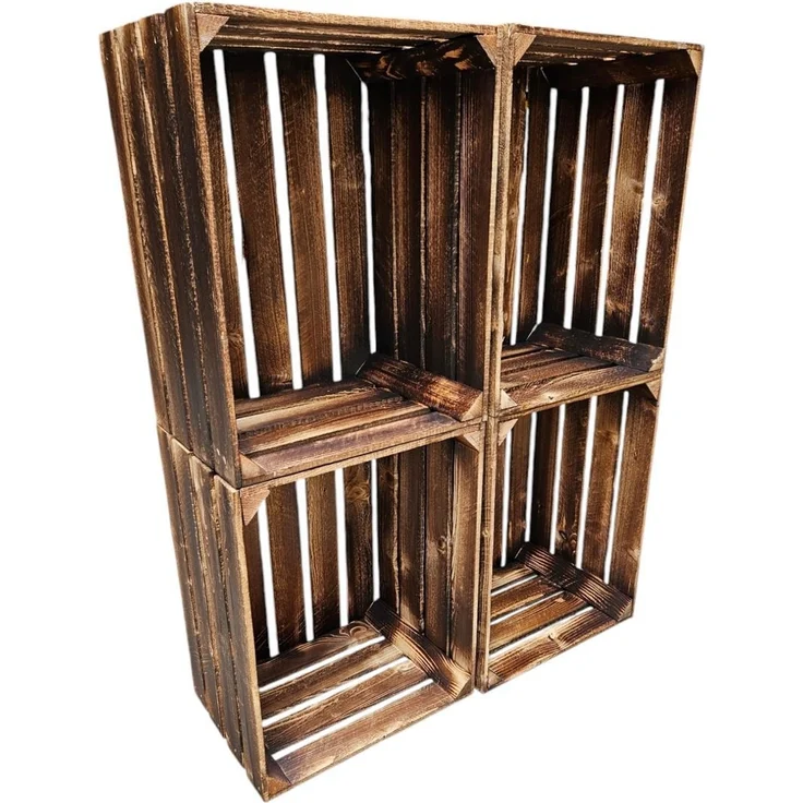 Weinkiste Obstkiste Holzkiste 4 x Vintage Geflammt 50x40x30cm – Bild 9