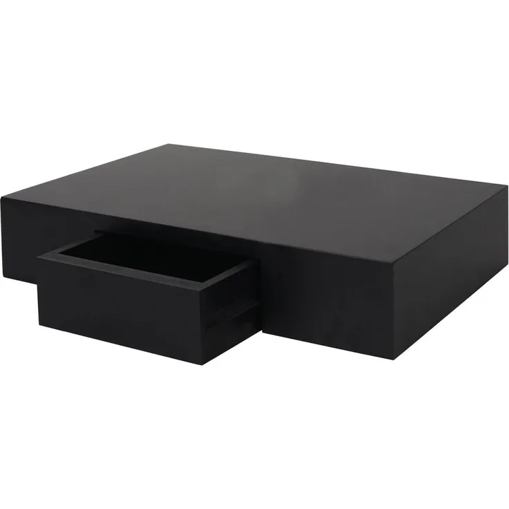 MCW Wandregal, Schwarz, aus massivem Paulowniaholz, 40x8x25 cm, mit Schublade, fertig montiert, belastbar bis 10 kg