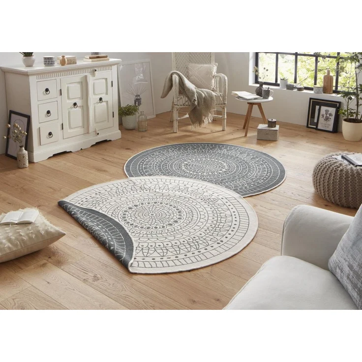 HANSE Home Teppich Porto Wendeteppich, rund, Höhe: 5 mm, In-& Outdoor, Wetterfest, Balkon, Garten, Wohnzimmer, Wasserfest – Bild 5