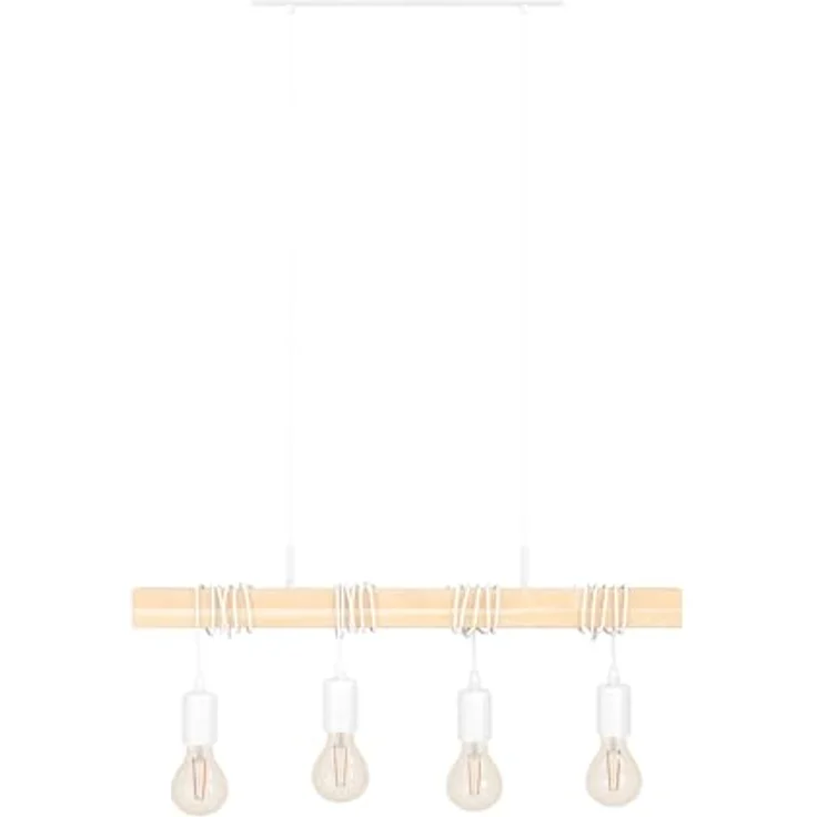 Eglo 33164 Pendelleuchte TOWNSHEND Stahl weiß, Holz braun E27 4X40W L:70cm B:10,5cm H:110cm dimmbar – Bild 3