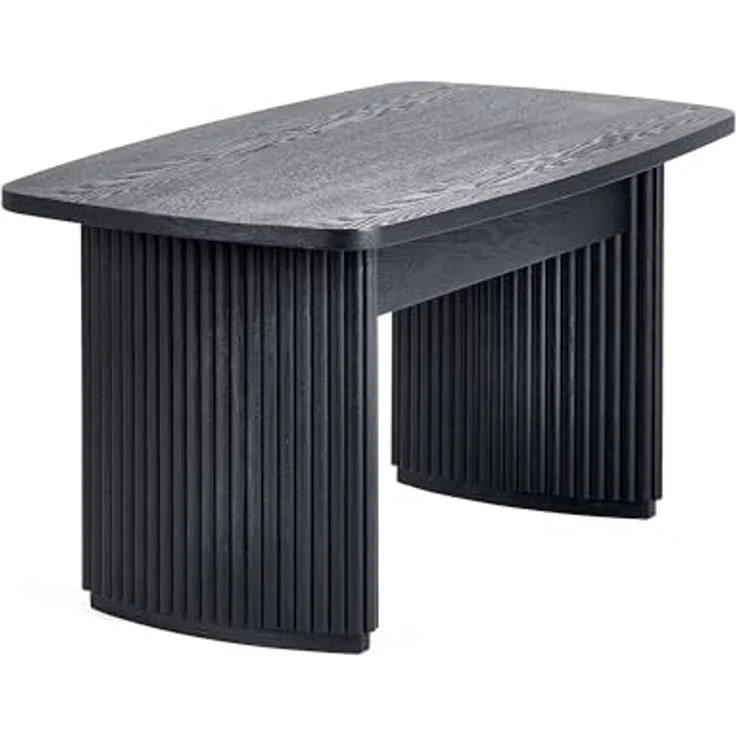 Julian Bowen Louis, kompakter, schwarzer, geriffelter Couchtisch, Eschenholz, 90x50 cm – Bild 5