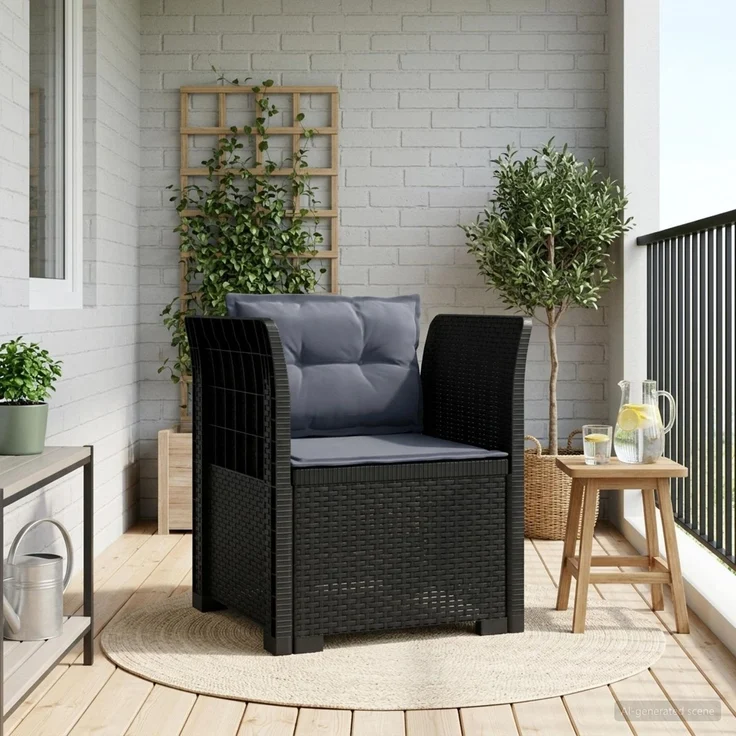 vidaXL 1-Sitzer Sessel mit Kissen Rattan-Look PP Anthrazit 8011871 – Bild 1