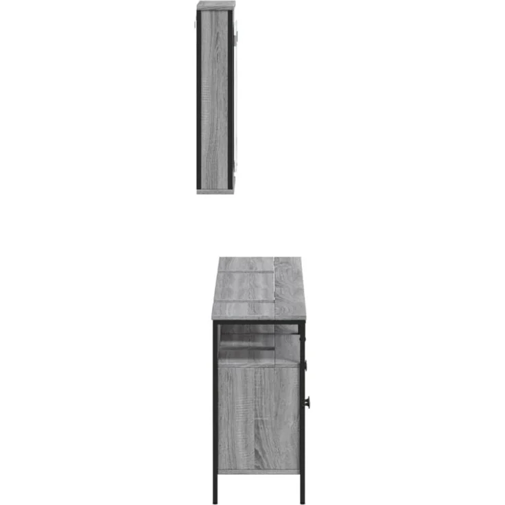 vidaXL 3-tlg. Badmöbel-Set Grau Sonoma Holzwerkstoff 3214788 – Bild 9