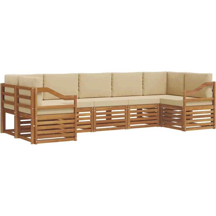 vidaXL Outdoor-Sofagarnitur 7 stk. 7-Sitzer Natur und Beige 3375428 – Bild 2