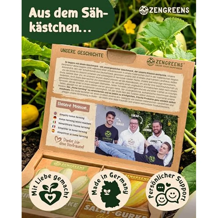 ZenGreens® - Bio Gurkensamen im 12er Set - 12 Gurken Samen für den einfachen Anbau im Garten, Balkon oder Hochbeet - Pflanzensamen - Saatgut – Bild 5