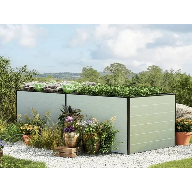 GFP Aluminium Hochbeet KINGSIZE DANIELA - 235 x 119 x 77 cm - Alu natur, Stecksystem, langlebig