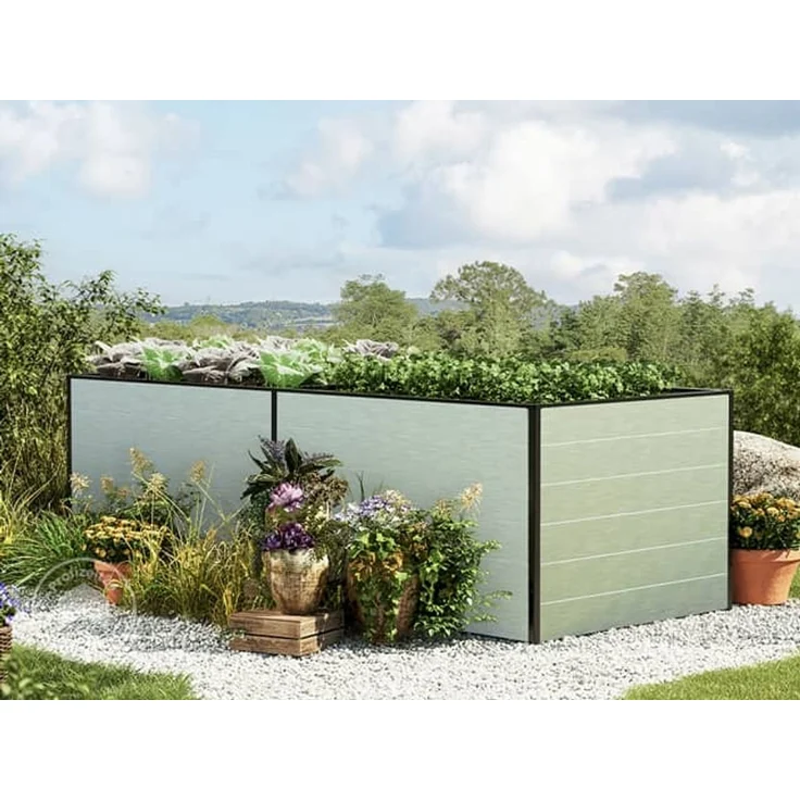 GFP Aluminium Hochbeet KINGSIZE DANIELA - 235 x 119 x 77 cm - Alu natur, Stecksystem, langlebig – Bild 1