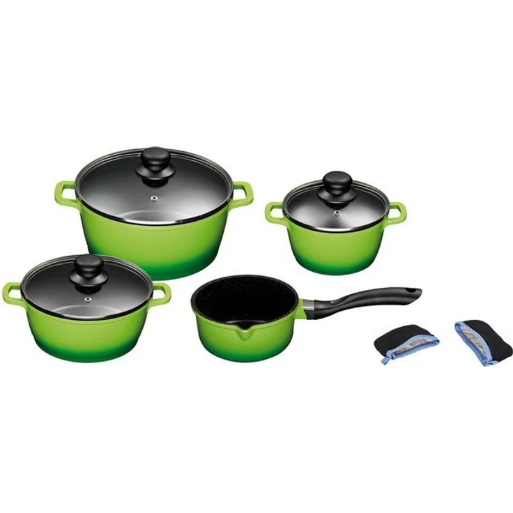 KING Topf-Set, Aluminiumguss (Set, 7-tlg, je 1 Kochtopf Ø 16/20/24 cm, 1x Stielkasserolle Ø 16 cm), Induktion – Bild 3
