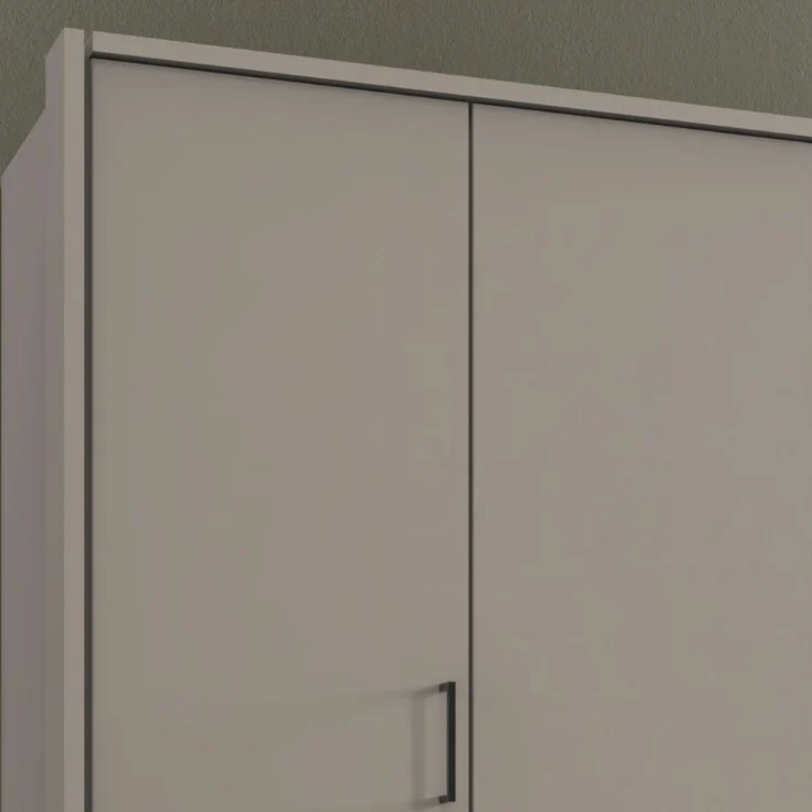Drehtürenschrank Kleiderschrank 313cm Passepartout Spiegel Sand Grau mit Grafit – Bild 5