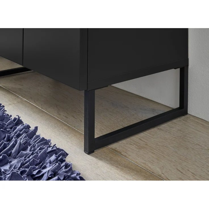 Waschbeckenunterschrank >Denver< 2 Türen, schwarz matt / Evoke Eiche dekor - 60x60x35cm (BxHxT) – Bild 5