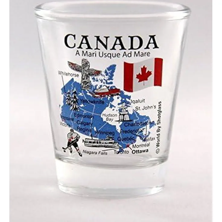 Kanada Landmarks und Symbole Collage CLEAR Shot Glas