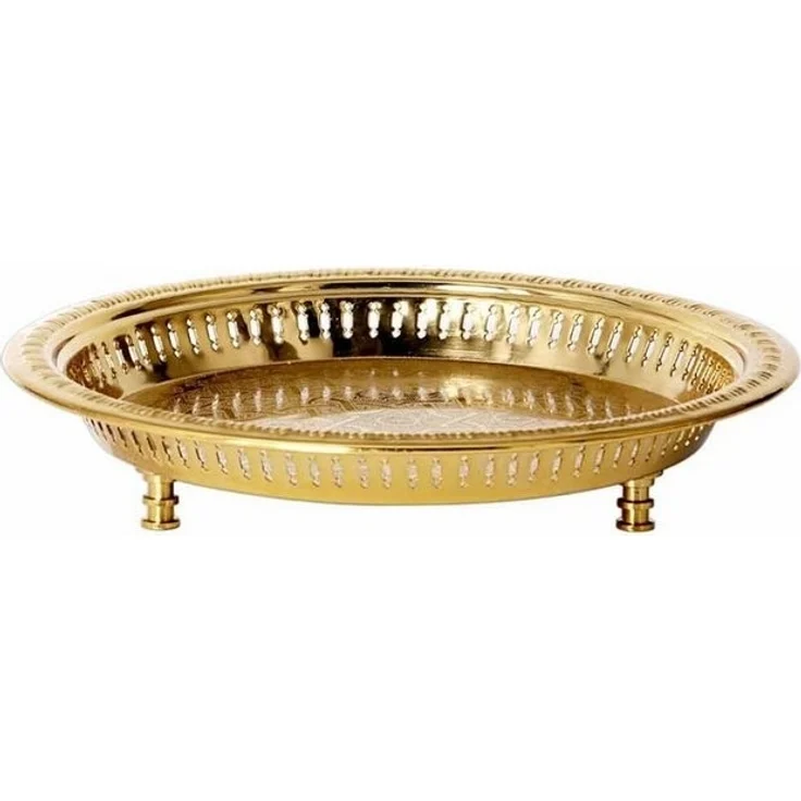 Marrakesch Orient & Mediterran Interior Tablett Orientalisches rundes Tablett Schale aus Metall Juman 27cm groß, Handarbeit – Bild 3