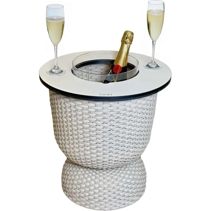 COOTAB Cooler Table PARIS 3-in-1 Loungetisch mit Acryl-Kühler - Champagner