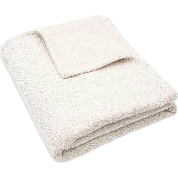 Jollein 517-522-67048 Kinderdecke Strickdecke mit Teddyfell Grain Knit Oatmeal beige (100x150 cm)
