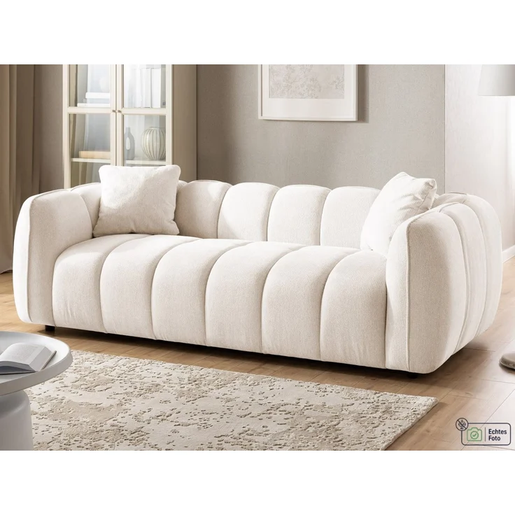 S-Style Möbel Sofa 3-Sitzer Nubira in tief gesteppter Bubble-Optik aus Strukturstoff, mit modernem Design und Wellenfederung – Bild 1