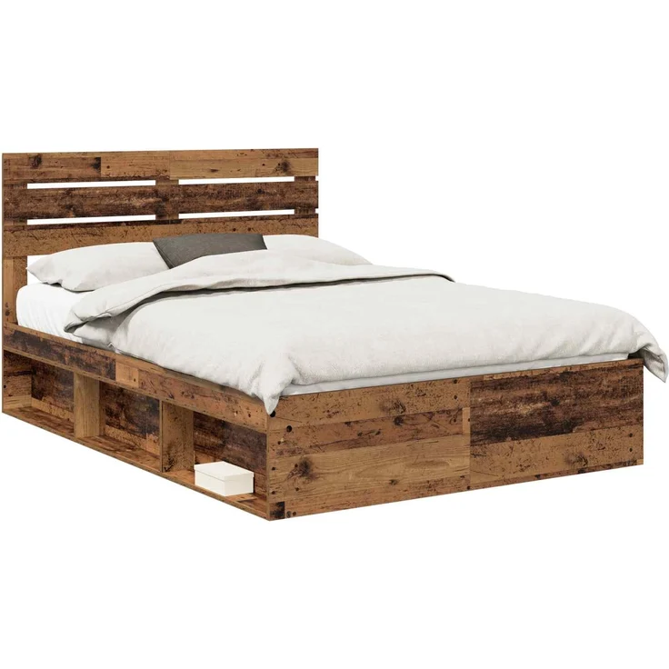 vidaXL Bettrahmen Altholz 150 x 200 cm Massives Kiefernholz 3411405 – Bild 1