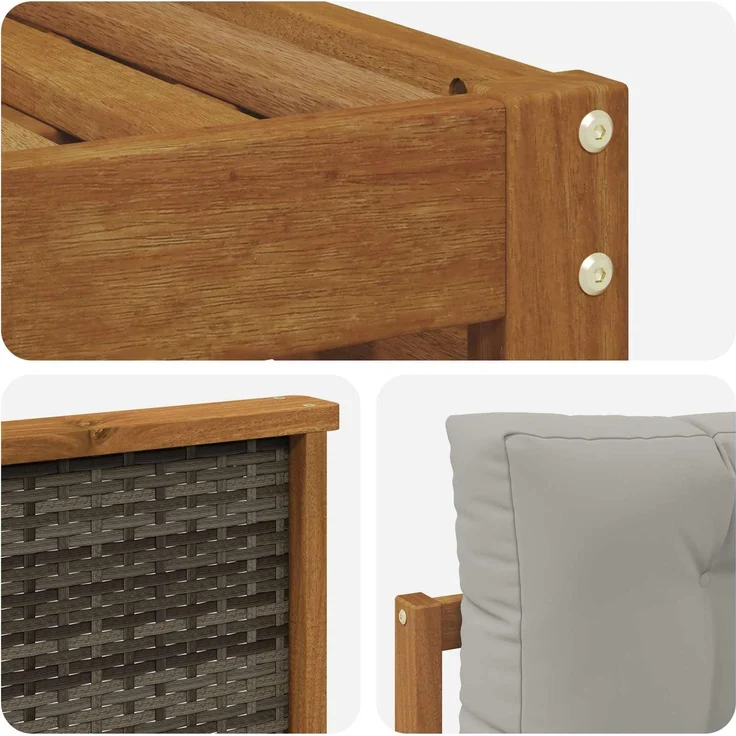 vidaXL Outdoor-Sofagarnitur 4 stk. 3-Sitzer Natur und Hellgrau 3383199 – Bild 5