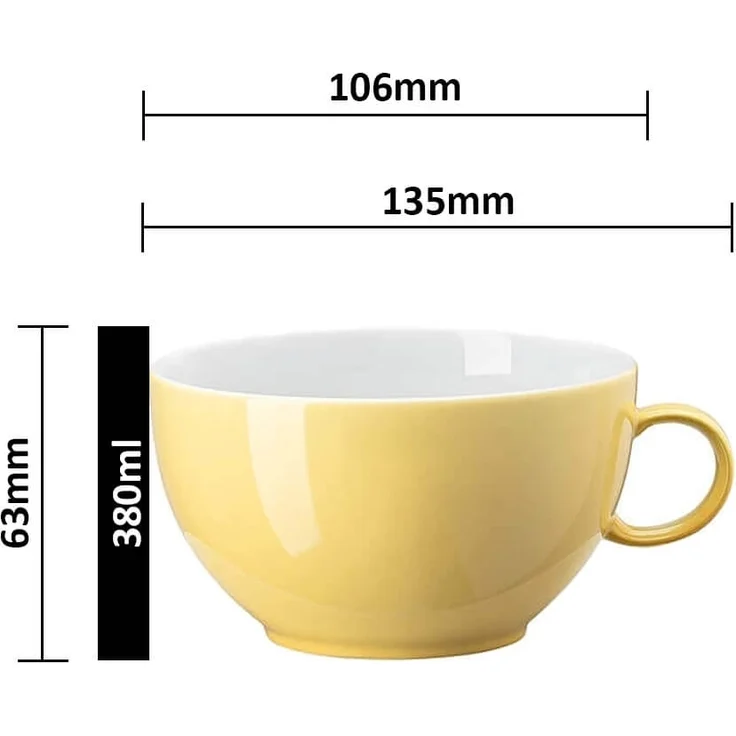 Thomas Sunny Day Cappuccinotasse, Obertasse, Porzellan, Greige / Grau Beige, Spülmaschinenfest, 380 ml, 14672 – Bild 2