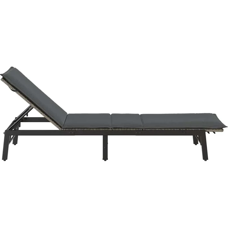 vidaXL Sonnenliege mit Auflage Grau Poly Rattan 4104081 – Bild 6