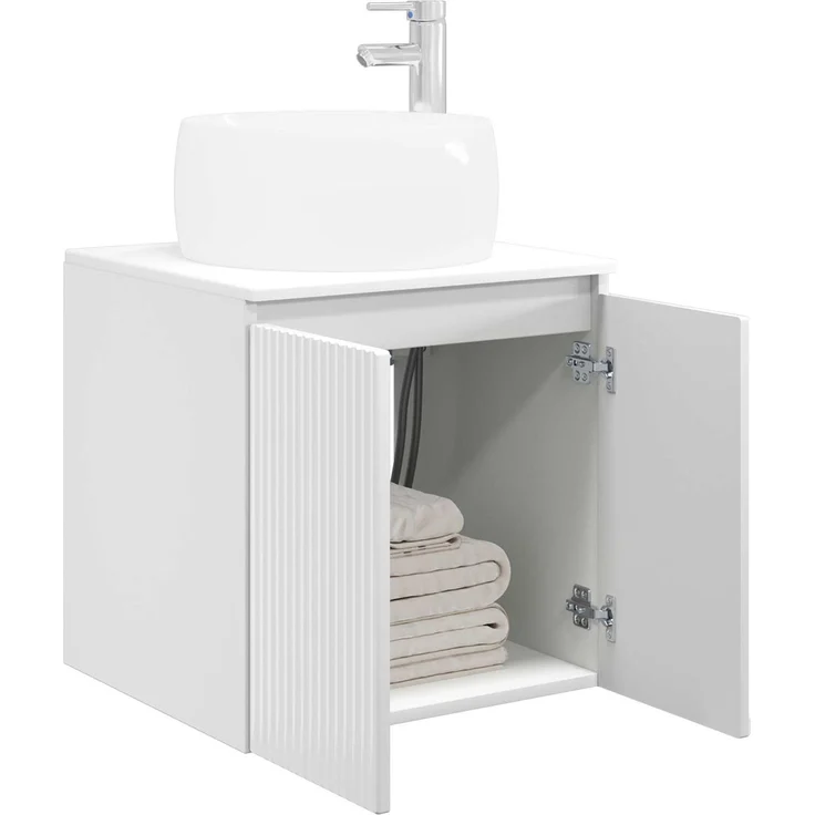 vidaXL Wandmontierter Waschbeckenunterschrank Hochglanz Weiß 890456 – Bild 3